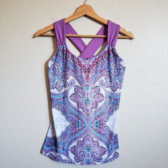Prana Tops - PrAna Phoebe Athletic Tank Top Criss Cross Back Shirt Purple Size Medium